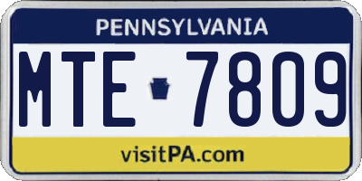 PA license plate MTE7809