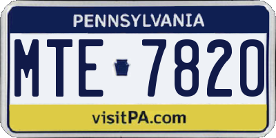 PA license plate MTE7820