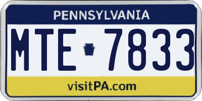 PA license plate MTE7833