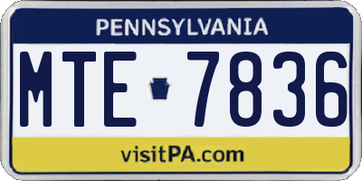 PA license plate MTE7836