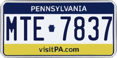 PA license plate MTE7837
