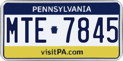 PA license plate MTE7845