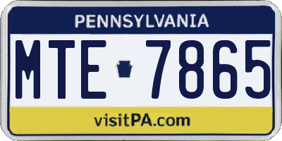 PA license plate MTE7865