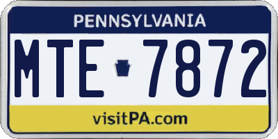 PA license plate MTE7872