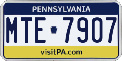 PA license plate MTE7907