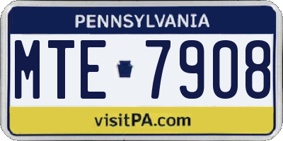 PA license plate MTE7908