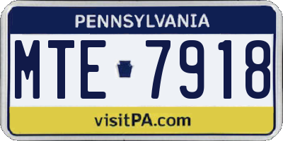 PA license plate MTE7918