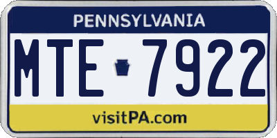 PA license plate MTE7922
