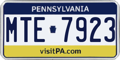 PA license plate MTE7923