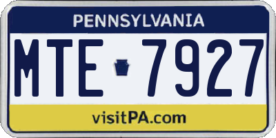 PA license plate MTE7927