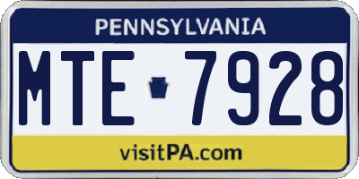 PA license plate MTE7928