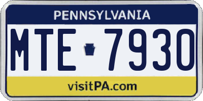 PA license plate MTE7930