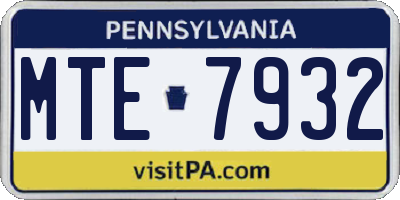PA license plate MTE7932