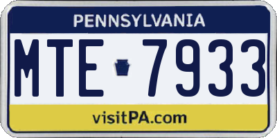 PA license plate MTE7933