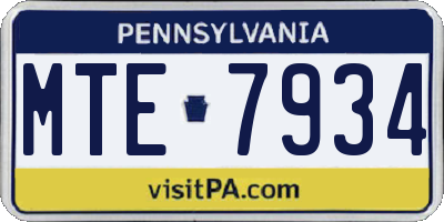 PA license plate MTE7934