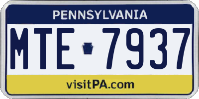 PA license plate MTE7937