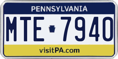 PA license plate MTE7940