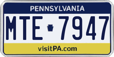 PA license plate MTE7947