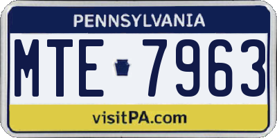 PA license plate MTE7963