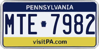 PA license plate MTE7982