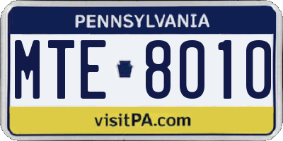 PA license plate MTE8010
