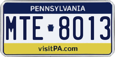 PA license plate MTE8013