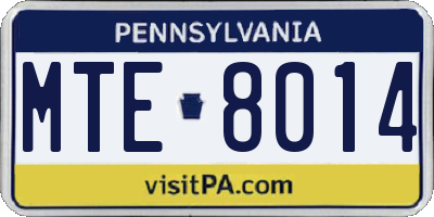 PA license plate MTE8014
