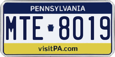 PA license plate MTE8019