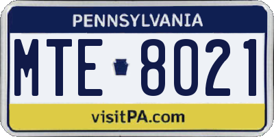 PA license plate MTE8021