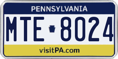 PA license plate MTE8024