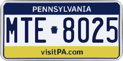 PA license plate MTE8025