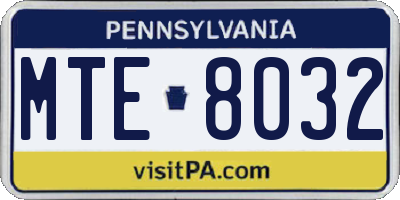 PA license plate MTE8032