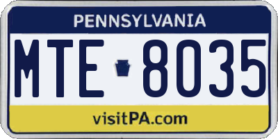 PA license plate MTE8035