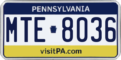 PA license plate MTE8036