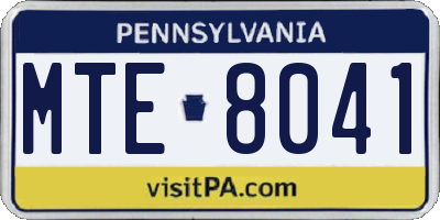 PA license plate MTE8041