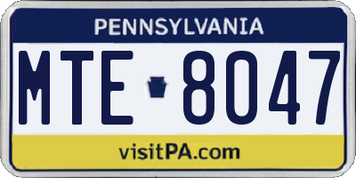 PA license plate MTE8047