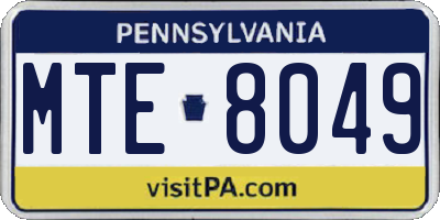PA license plate MTE8049