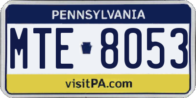 PA license plate MTE8053
