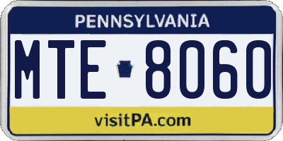 PA license plate MTE8060
