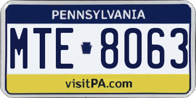 PA license plate MTE8063