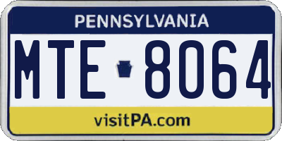 PA license plate MTE8064