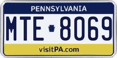 PA license plate MTE8069