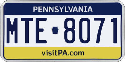 PA license plate MTE8071