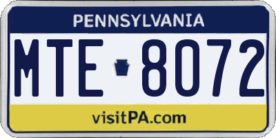 PA license plate MTE8072