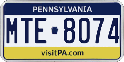 PA license plate MTE8074