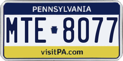 PA license plate MTE8077