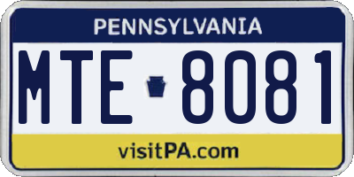 PA license plate MTE8081