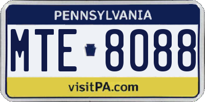 PA license plate MTE8088
