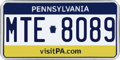 PA license plate MTE8089