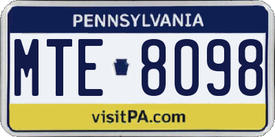PA license plate MTE8098